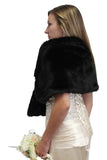 Black Faux Fur Wrap, Bridal Fur Shrug, Fur Stole, Fur Shawl
