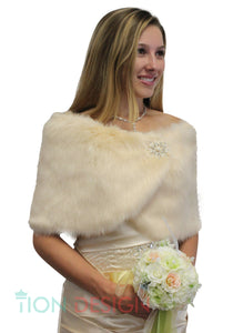 Champagne bridal faux fur stole wrap