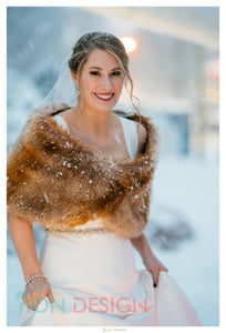 Champagne faux fur wrap bridal shrug stole shawl cape B012-Champagne