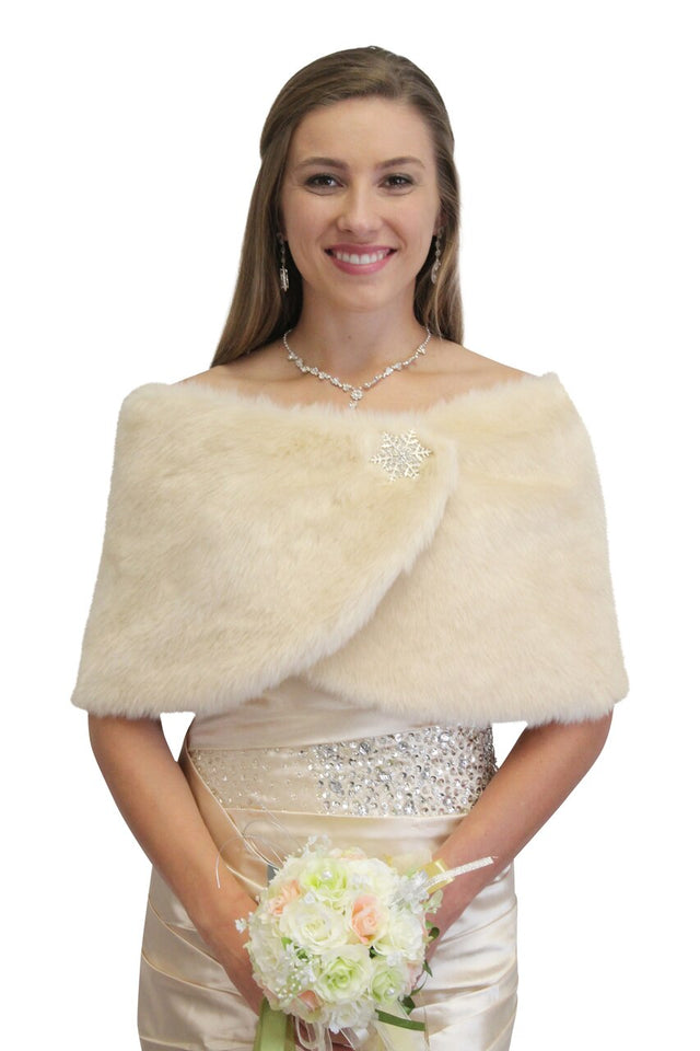Champagne #3 faux fur bridal wrap, wedding fur stole, fur shrug, fur cape