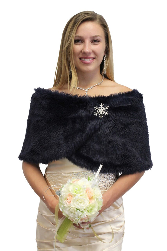Navy blue faux fur bridal wrap, faux fur stole, faux fur shrug, faux fur shawl
