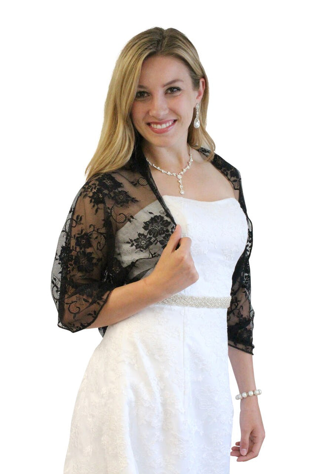 Lace Bridal Bolero Wedding Shawl Black