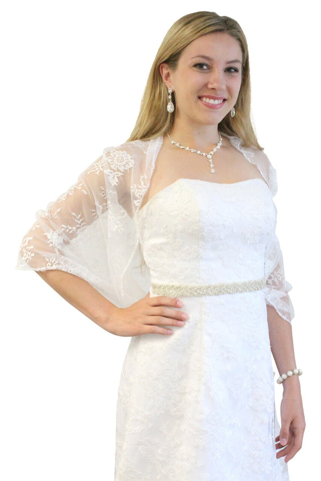 Lace Bridal Bolero Wedding Shawl White