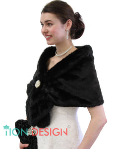 Bridal faux fur stole Black, Faux fur wrap, bridal wrap,
