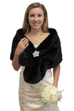 Black Faux Fur Wrap, Bridal Fur Shrug, Fur Stole, Fur Shawl