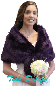 Purple Faux Fur Stole Shrug Wrap