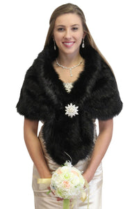 Bridal faux fur stole Black, Faux fur wrap, bridal wrap,