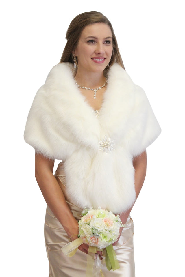 Faux Fur Wrap Bridal Wedding Shrug & Stole