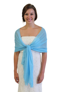 Chiffon Scarf Bridal Wrap Wedding Stole - Aqua Blue 8139