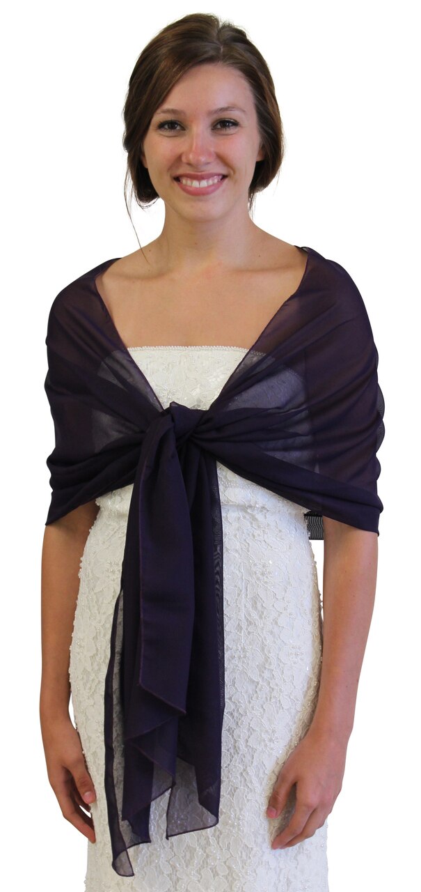 Chiffon Scarf Bridal Wrap Wedding Stole - Purple 8139