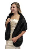 Faux Fur Stole Black, Bridal Fur Wraps and Shawls