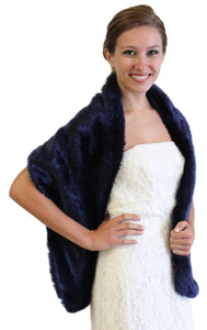 Navy Blue Faux Fur Stole, faux fur shrug, faux fur wrap, faux fur shawl