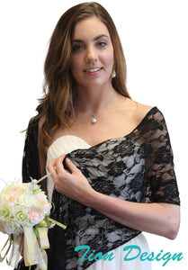 Black Lace Bridal Shawl Wedding Wrap Prom Scarf