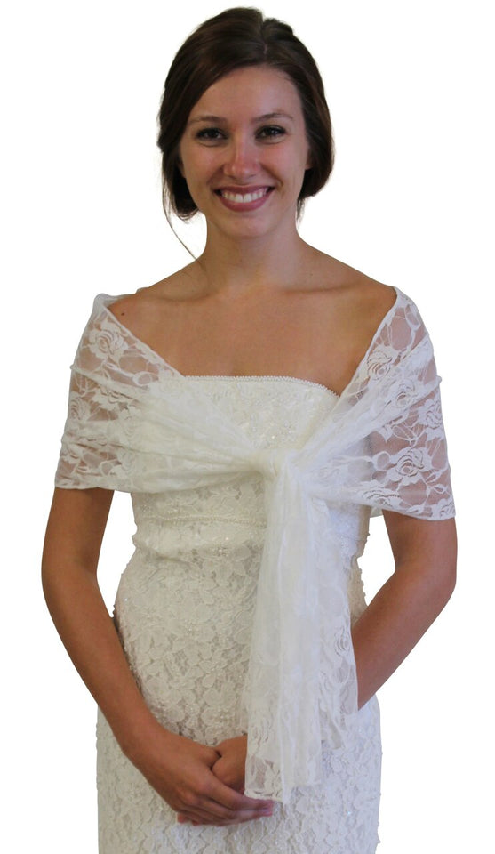 Ivory Lace Bridal Shawl Wedding Wrap Prom Scarf