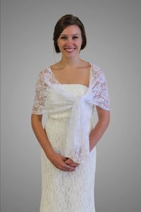 White Lace Bridal Shawl Wedding Wrap Prom Scarf