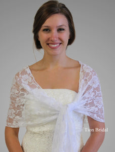 White Lace Bridal Shawl Wedding Wrap Prom Scarf