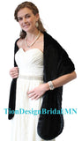 Bridal fur stole, Black Winter Wedding Mink Shawl, Party fur wrap