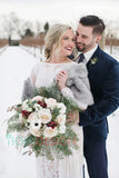 Grey Faux Fur Bridal Wrap, Wedding Fur Stole