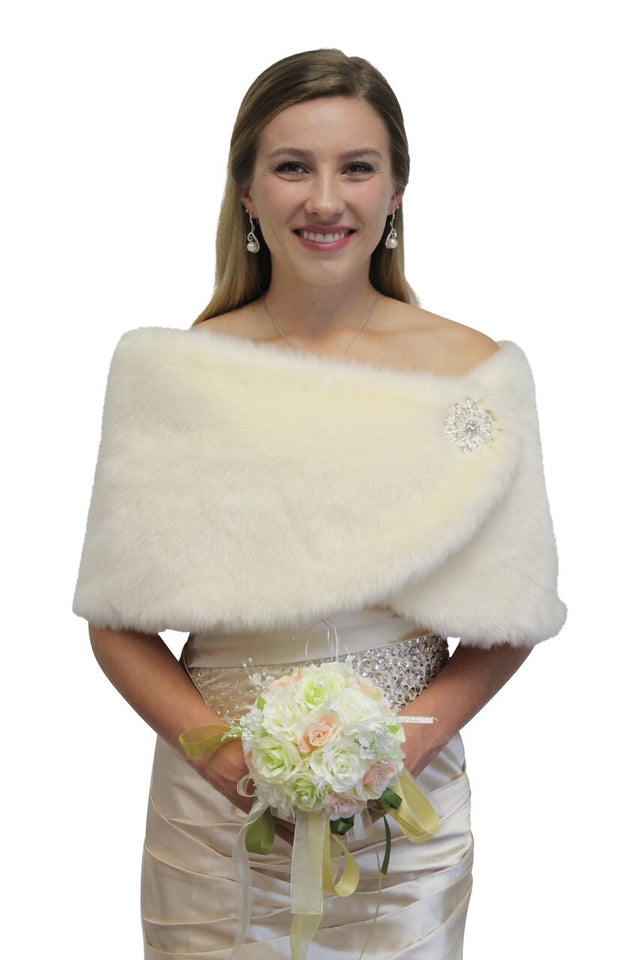 Cream faux fur bridal wrap, wedding fur stole, faux fur shrug, shawls,