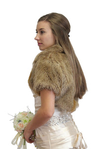 Vintage Brown Bridal Faux Fur Bolero Jacket