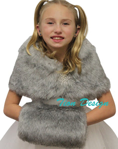 Grey faux fur handmuff Children, Winter handmuff. Bridal fur muff