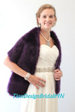 Bridal Stole, Faux Fur Purple, Wedding Shawl Faux Fur