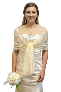 Bridal Wrap Champagne, Lace Bridal Shawl, Wedding Wrap, Prom Scarf