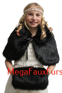 Black Faux Fur Hand Muff Fleece Lining for kids