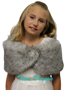 Bridal faux fur wrap Grey for girl, faux fur shrug and shawl