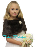 Brown Faux Fur Wrap, Bridal Fur Shrug, Fur Stole, Fur Shawl Girl