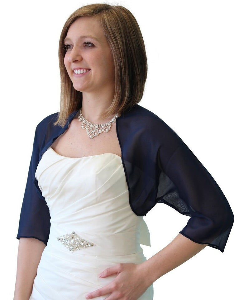 Navy satin bolero best sale